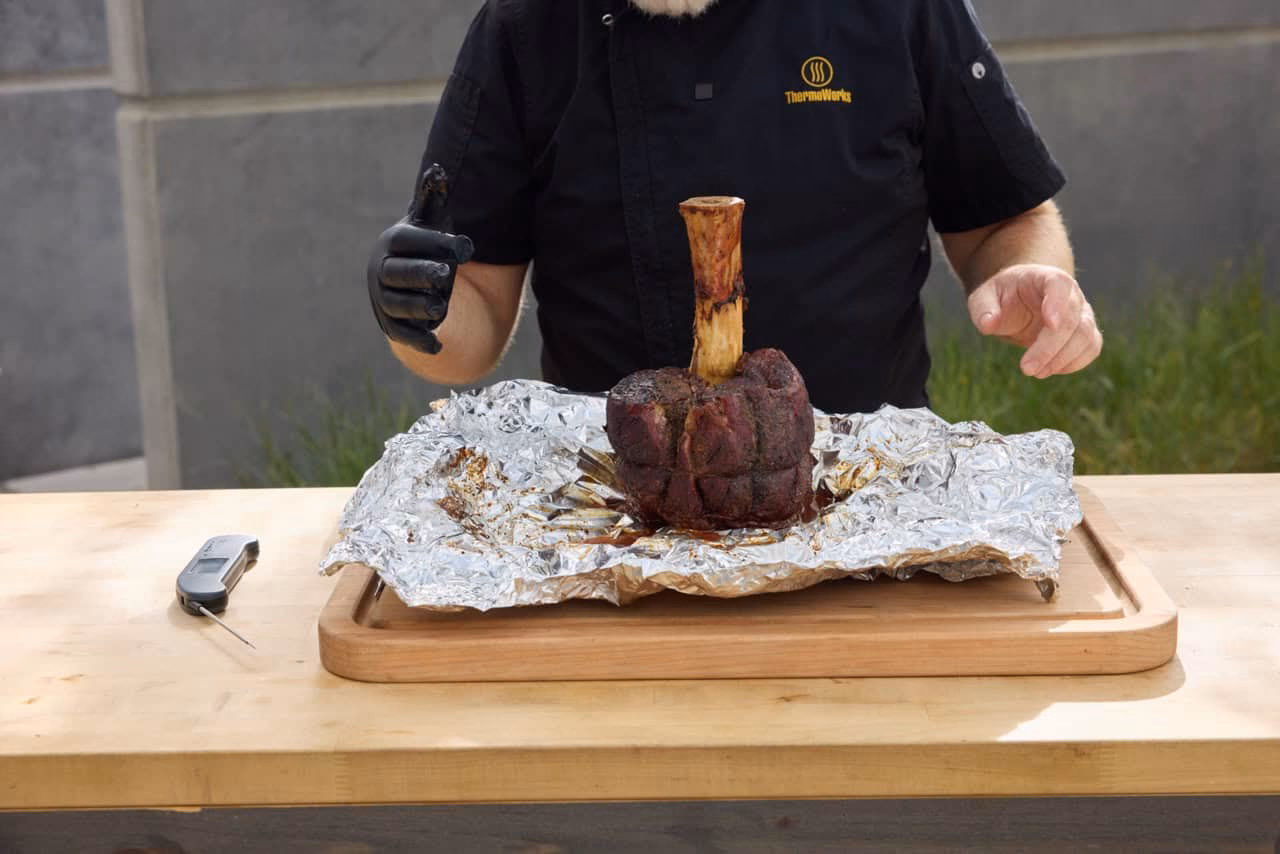 How do you smoke a beef shank on a grill?