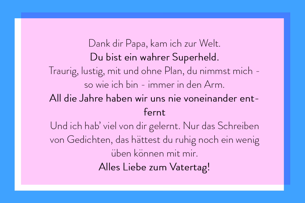 Wie schreibe ich ein gutes Gedicht zum Vatertag?