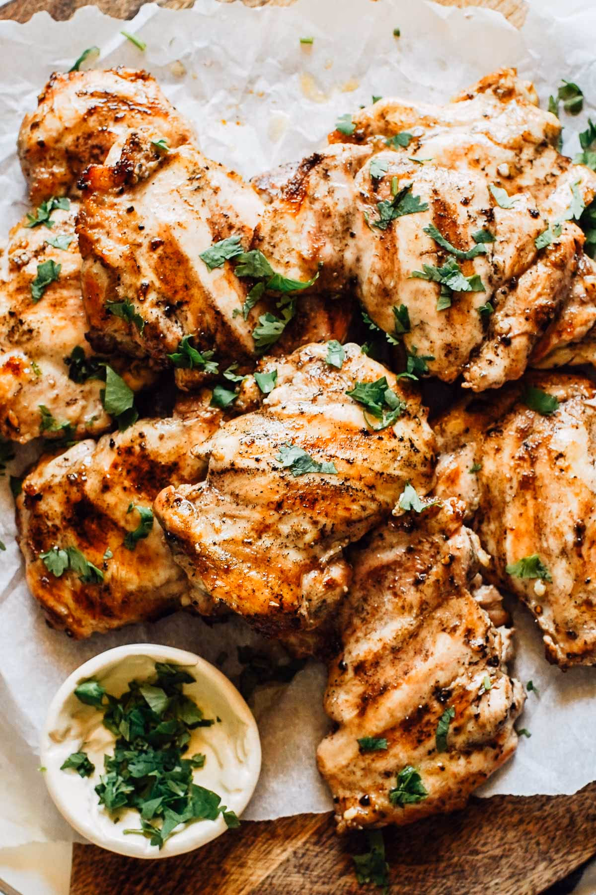 How long do you marinate chicken thighs before grilling?