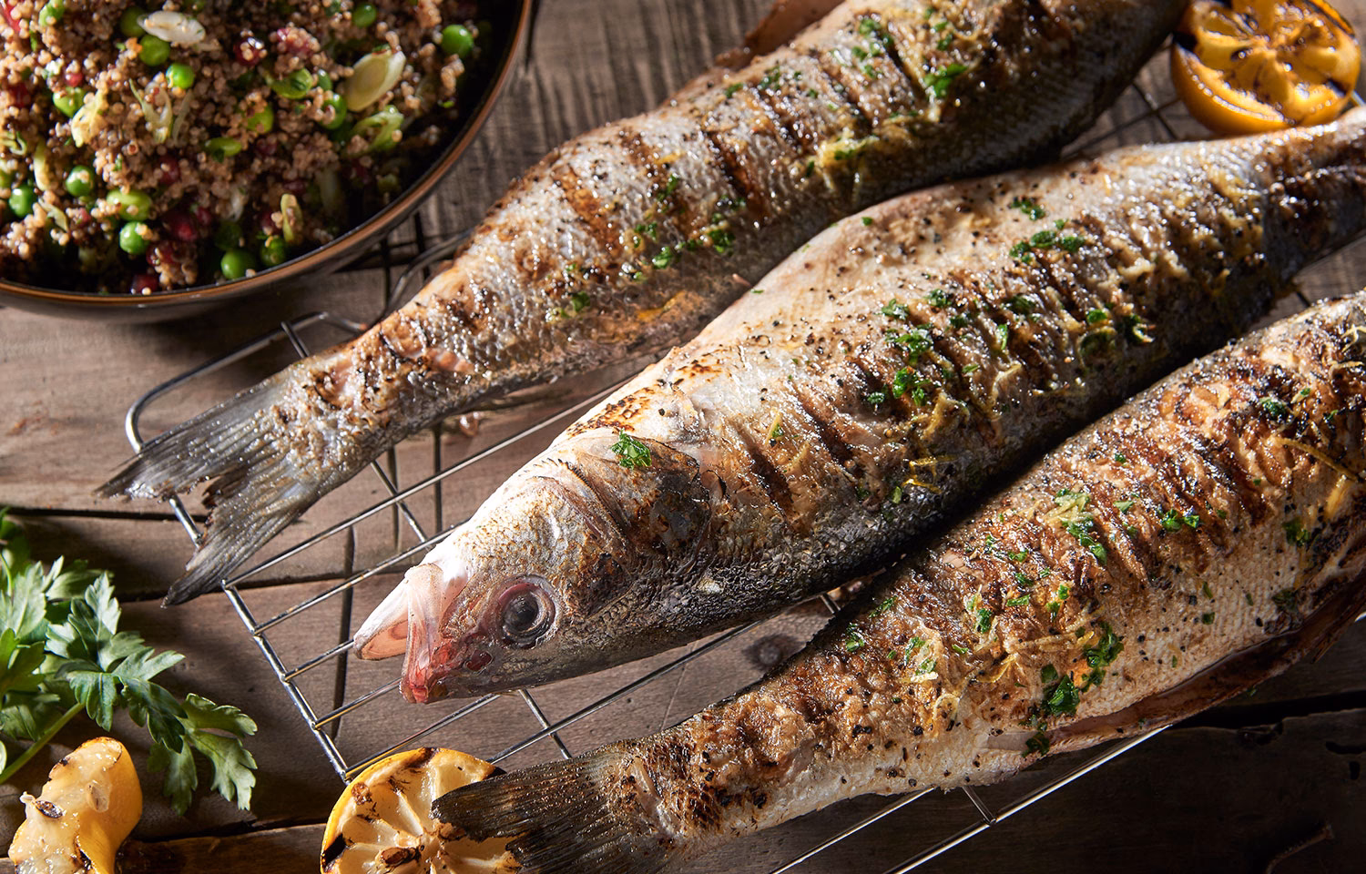 When should you Bast a sea bass on a grill?