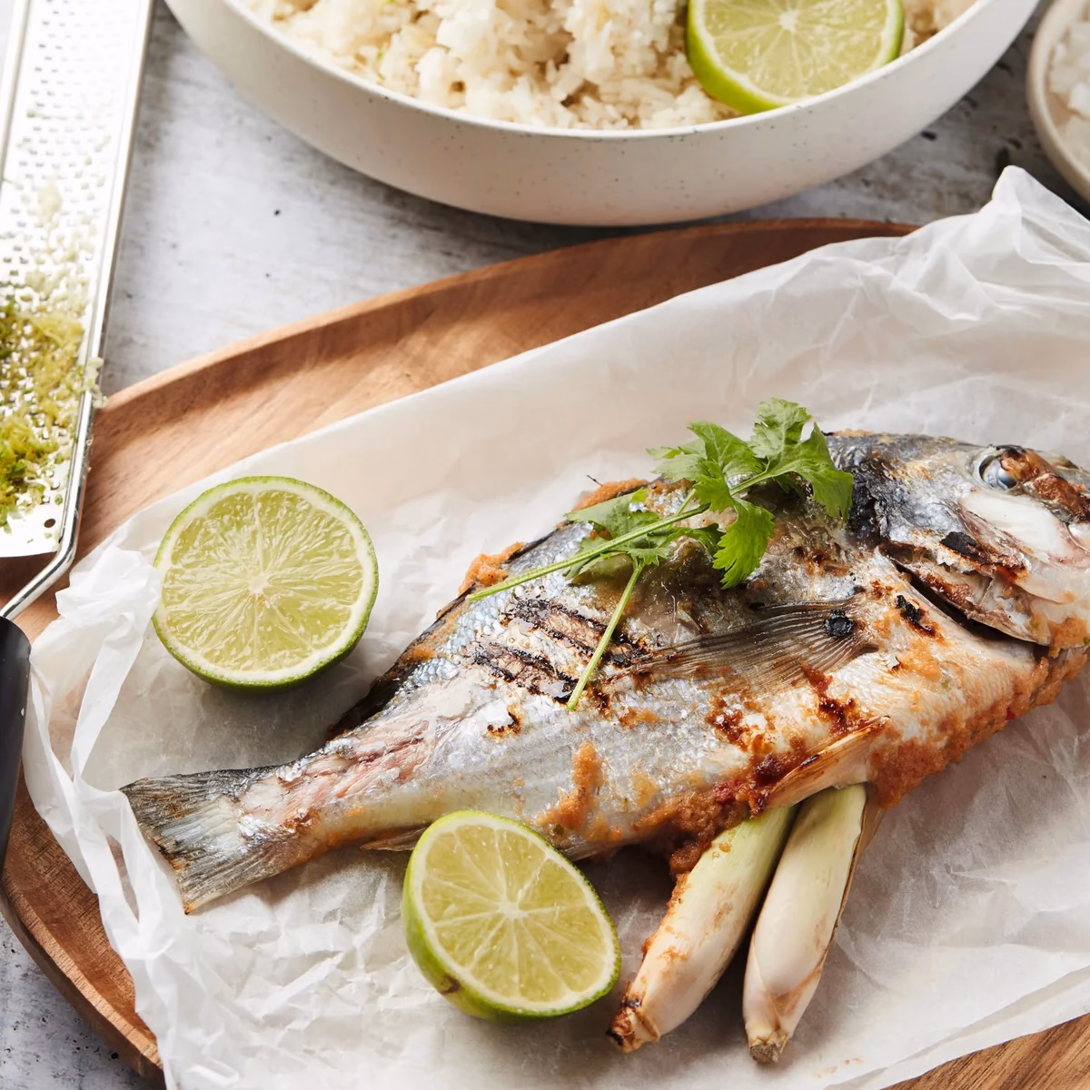 How do you eat grilled sea bream?