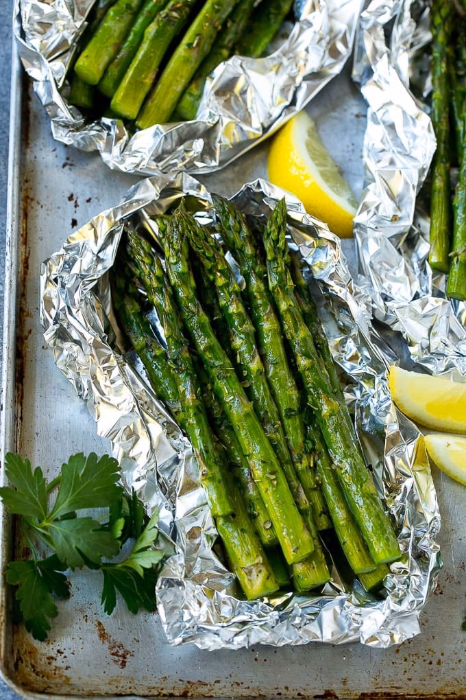 What should I avoid when grilling asparagus?